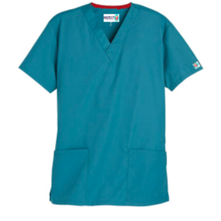 Protect U Medium Turquoise V Neck Scrub Top for Women