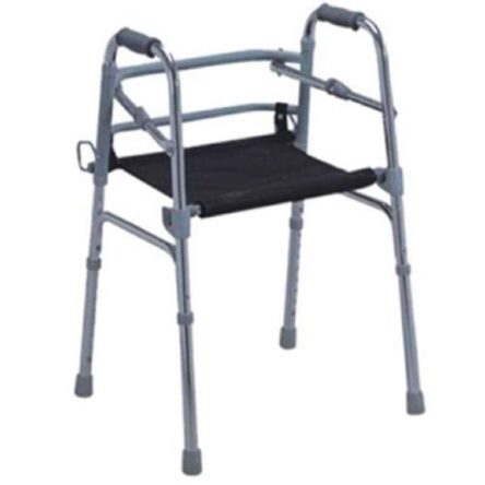 Entros 100kg Adjustable Folding Aluminium Walker with Portable Seat