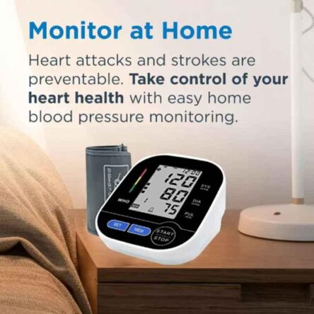 Divine Medicare Black & White LCD Display Digital Automatic Blood Pressure Monitor with Adjustable BP Cuff