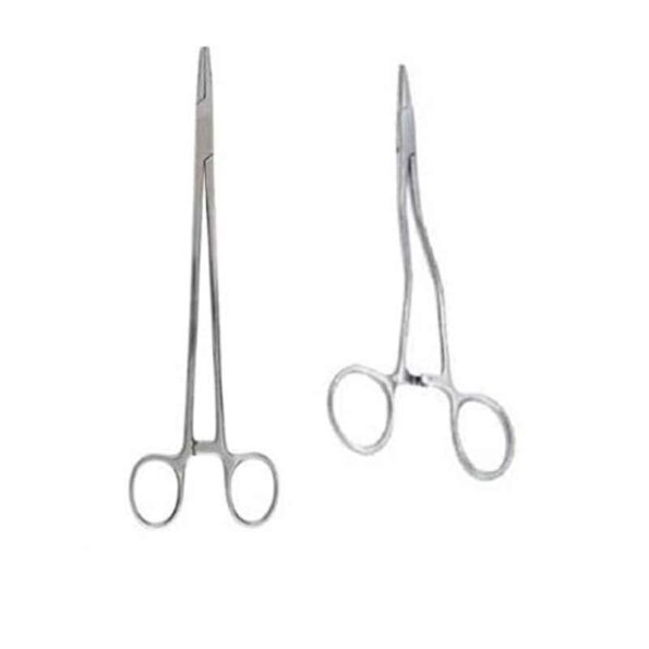 Forgesy 6 inch Stainless Steel Straight & Curved Needle Holder