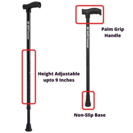 Besafe Forever 29 inch Iron Black Adult Walking Cane Support Stick