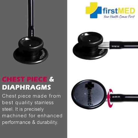 Firstmed Black Professional Diaphragm Stainless Steel Dual Head Stethoscope