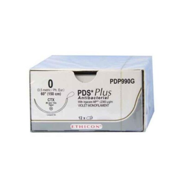 Ethicon PDP990G 12 Pcs 0 Violet PDS Plus Antibacterial Polydioxanone Suture Box