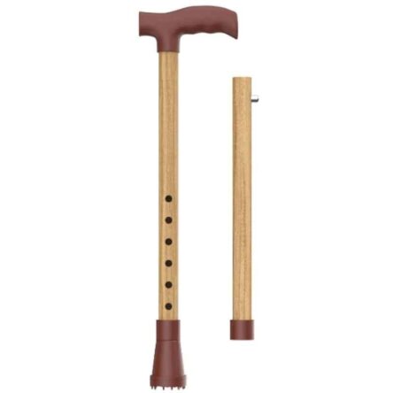 Divine Medicare 39.5 inch Aluminium Wooden Coating Brown Height Adjustable Walking Stick