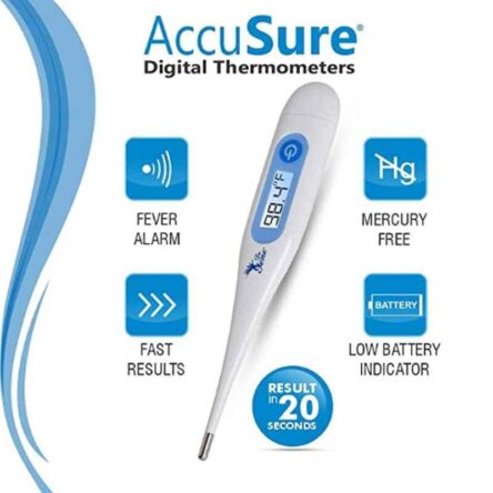 AccuSure MT-32 Digital Thermometer with Storage Case (Pack of 2)