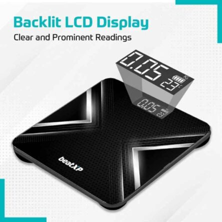 BeatXP GravityX 180kg Tempered Glass LCD Display Digital Weight Machine