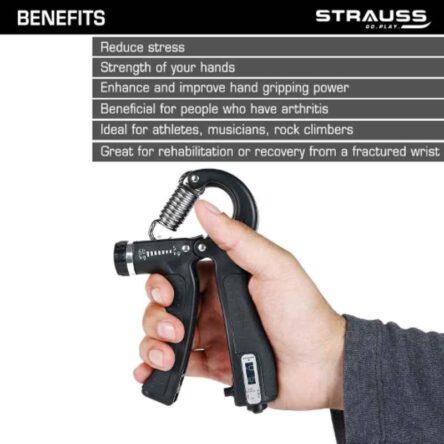 Strauss 15x11x3cm Plastic Black Adjustable Hand Grip with Counter