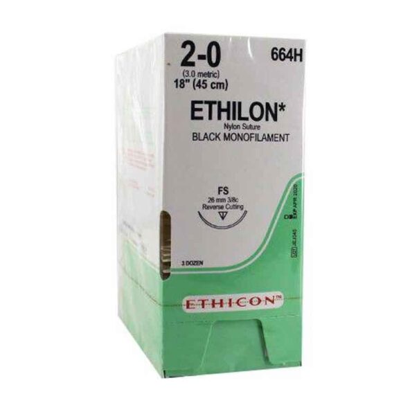 Ethicon NW3336 Ethilon 2-0 Black 45mm Monofilament Suture