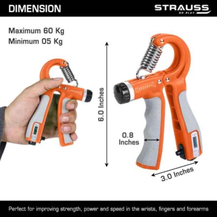 Strauss 15x11x3cm Plastic Orange Adjustable Hand Grip with Counter