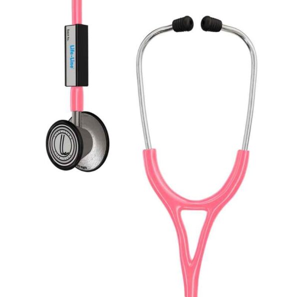 Lifeline Stainless Steel Pink Dual Diaphragm Chest Piece Stethoscope with 2 Way Tube