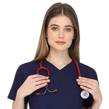 Indosurgicals Silvery II Stainless Steel Red Stethoscope