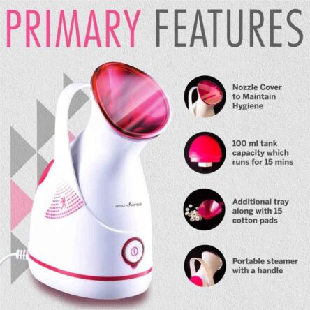 HealthSense Nano-Cure FS 550 ABS White & Pink Facial Iconic Cleanser with Nano-Ionic Technology