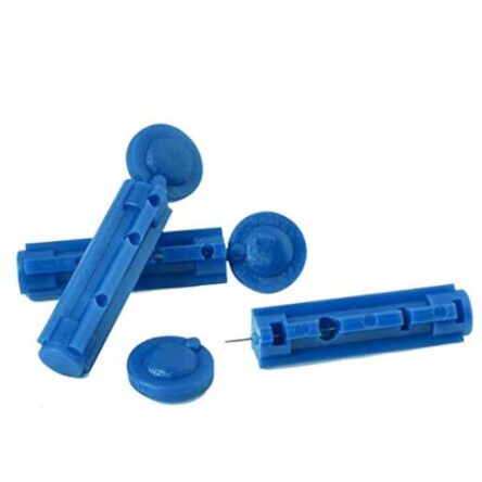 Recombigen 500 Pcs Plastic Blue Round Blood Glucometer Lancet Box