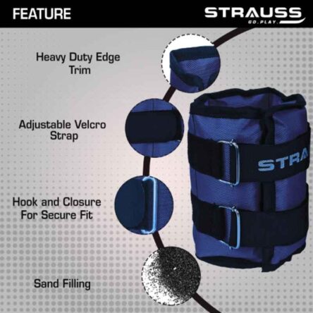 Strauss 38x19x3cm Neoprene Blue Adjustable Ankle Weight