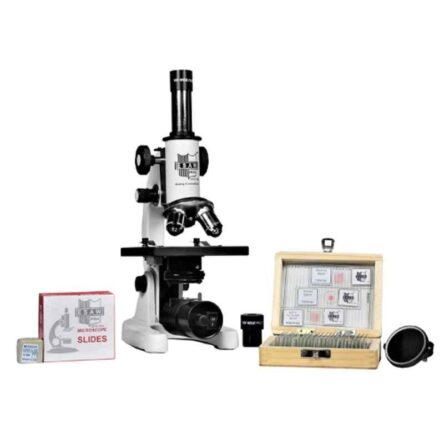 ESAW SM-02 100-675x Student Compound Biological Microscope with 25 Prepared Microscope Slides