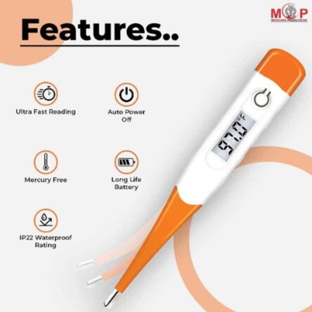Paxmax Orange Flexible Tip Waterproof Digital Thermometer