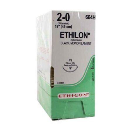 Ethicon NW3320 Ethilon 6-0 Black 10mm Monofilament Suture