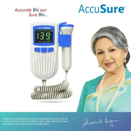 AccuSure Fetal Doppler for Doctors & Mothers Fetal Heart Rate Monitor with USB Charging & LCD Display