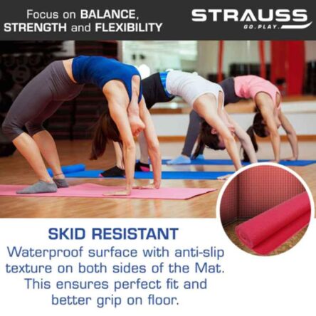 Strauss 173x61cm Wooden Pink Anti Skid Yoga Mat