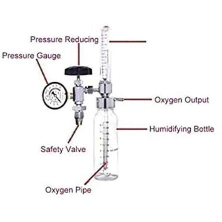 NC Metal Oxygen Cylinder Regulator with Flowmeter & Humidifier