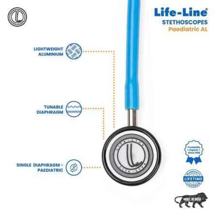 Lifeline Aluminium Light Blue Single Diaphragm Chest Piece Stethoscope with 2 Way Tube