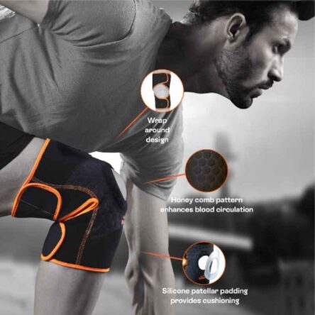 Tynor Neoprene Black & Orange Knee Support Wrap