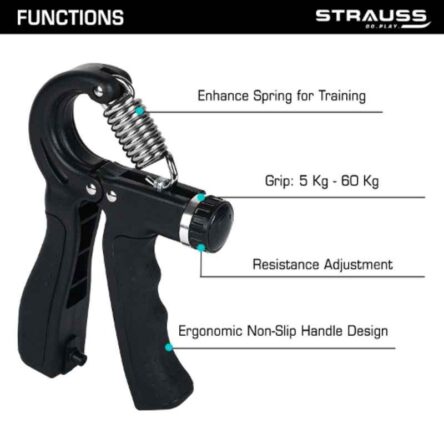 Strauss 15x11x3cm Plastic Black Adjustable Hand Grip with Counter