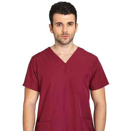 Indosurgicals Polyester & Cotton Maroon Unisex Scrub Suit