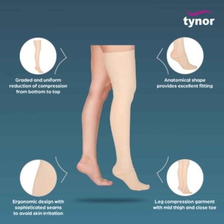Tynor Compression Garment Leg Mid Thigh Closed Toe Support