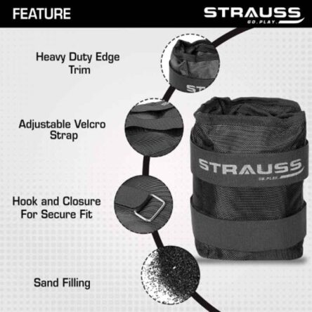 Strauss 42x20x7cm Neoprene Black Adjustable Ankle Weight