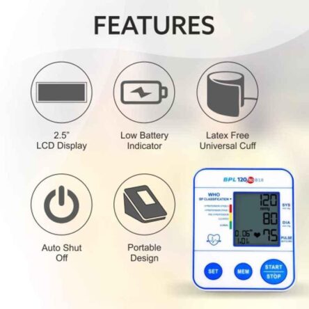 BPL 120-80-B18 White Digital Blood Pressure Monitor with USB Compatibility