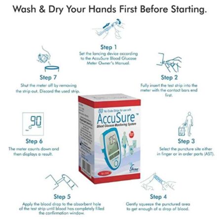 AccuSure 50 Pcs Multicolor Blood Glucose Test Strips Set