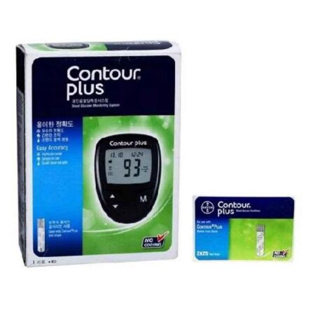 Bayer Contour Plus Black Glucometer with 50 Test Strips & 5 Coloured Lancets