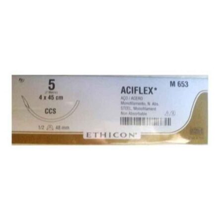 Ethicon M653 12 Pcs 5 Stainless Steel Ethisteel Monofilament Suture Box