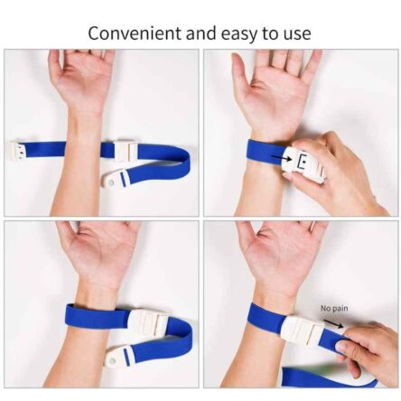 Clear & Sure 47×2.5cm Elastic Arm Tourniquet Band with Plastic Buckle (Pack of 10)