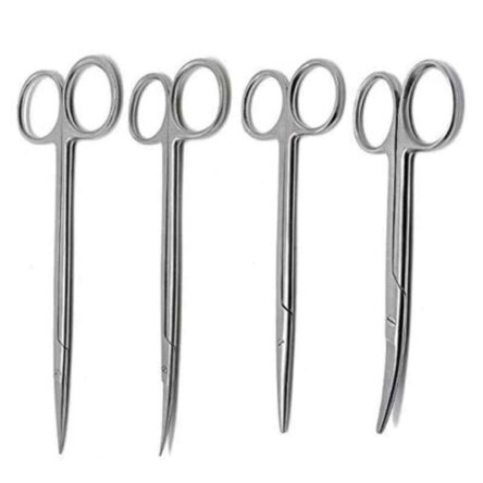 Tosh 6 inch 2 Pcs Straight & 2 Pcs Curved Stainless Steel Surgical Scissor Set