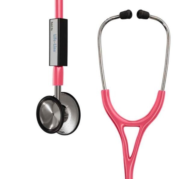 Lifeline Stainless Steel Pink Single Side Diaphragm Chest Piece Stethoscope with 2 Way Tube