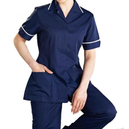 Superb Uniforms Polyester & Viscose Navy Blue Nurse Tunic Set