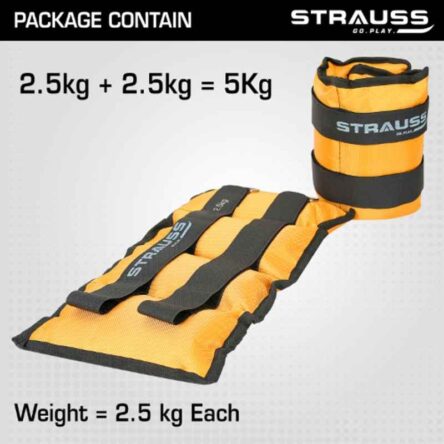 Strauss 42x20x7cm Neoprene Yellow Adjustable Ankle Weight