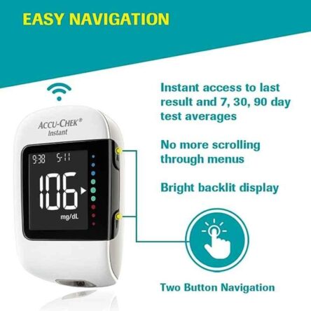 Accu-Chek White Instant Glucometer Kit with 10 Pcs Test Strips & Lancets
