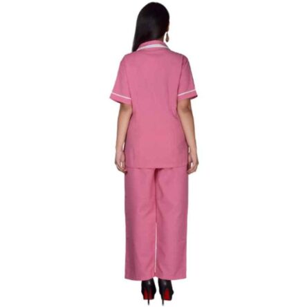 Saraf Cotton & Polyster Pink Unisex Nurse Scrub Suit