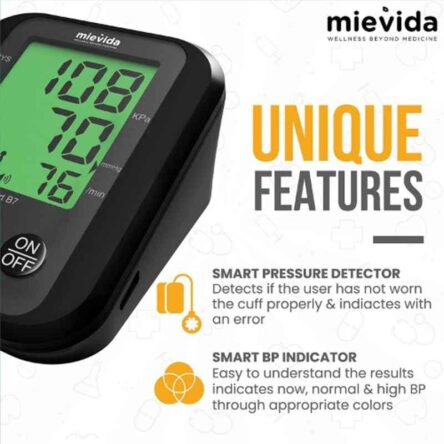 Mievida Mi-Heart B7 Blood Pressure Monitor with Smart 3 Coloured Backlight Display