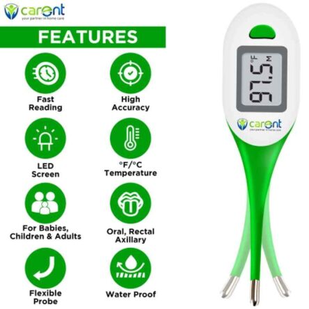 Carent DMT4326 Green Waterproof Flexible Tip Digital Thermometer