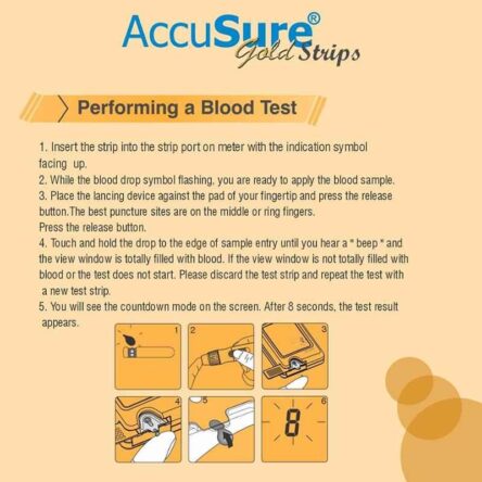 Accusure GS 100 Gold Blood Glucose Monitor with 50 Test Strips