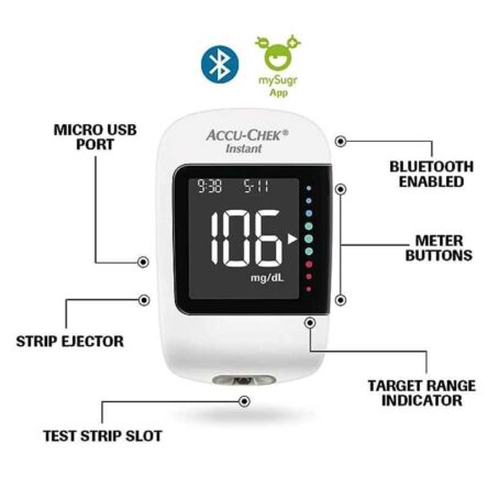 Accu-Chek White Instant Glucometer Kit with 10 Pcs Test Strips & Lancets