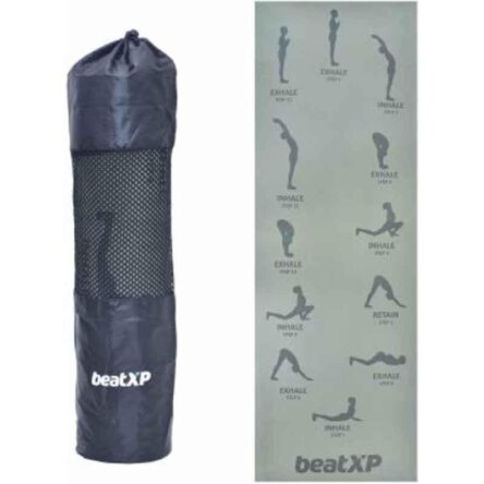 Pristyn Care beatXP 24×72 inch EVA Anti-Skid Black Surya Namaskar Mat with Carry Bag