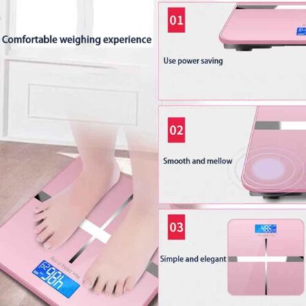 Acu-Check 6mm 180kg Tempered Glass Pink LCD Display Weighing Scale