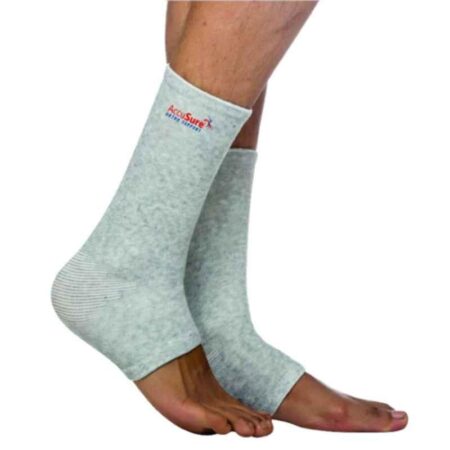 AccuSure Medium Bamboo Yarn 4 Way Stretchable Bi-Layered Ankle Compression Support for Men & Women