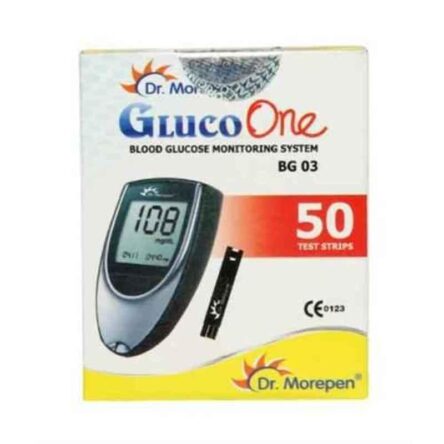 Dr. Morepen BG 03 Gluco One Monitor Kit (50 Test Strips) with Free 50Pcs 3 Ply Face Mask