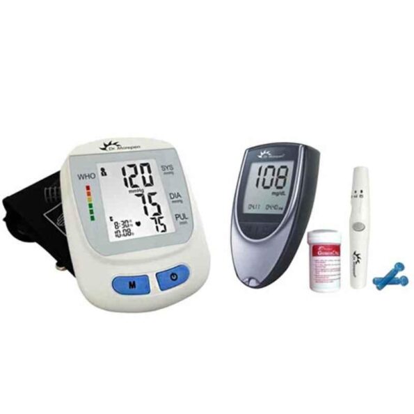 Dr. Morepen BP-09 Blood Pressure Monitor & BG-03 Gluco One Monitor Kit with 50 Test Strips Combo